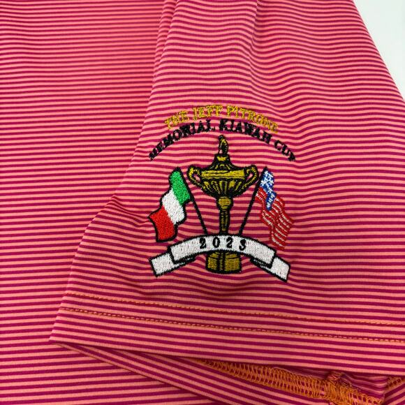 Holderness & Bourne Medium Pink Striped Short Sleeve Golf Polo Shirt - Picture 3 of 6